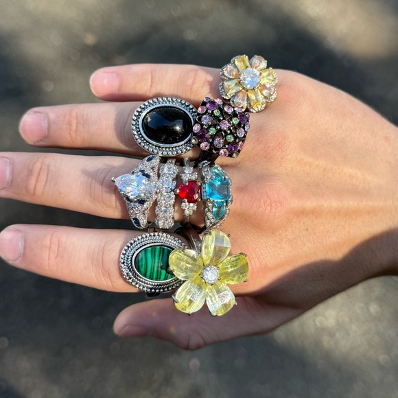 HUGE Costume Ring Bundle Silver Lot Set of 9 Assorted Resellers Resale Haul - Picture 1 of 5